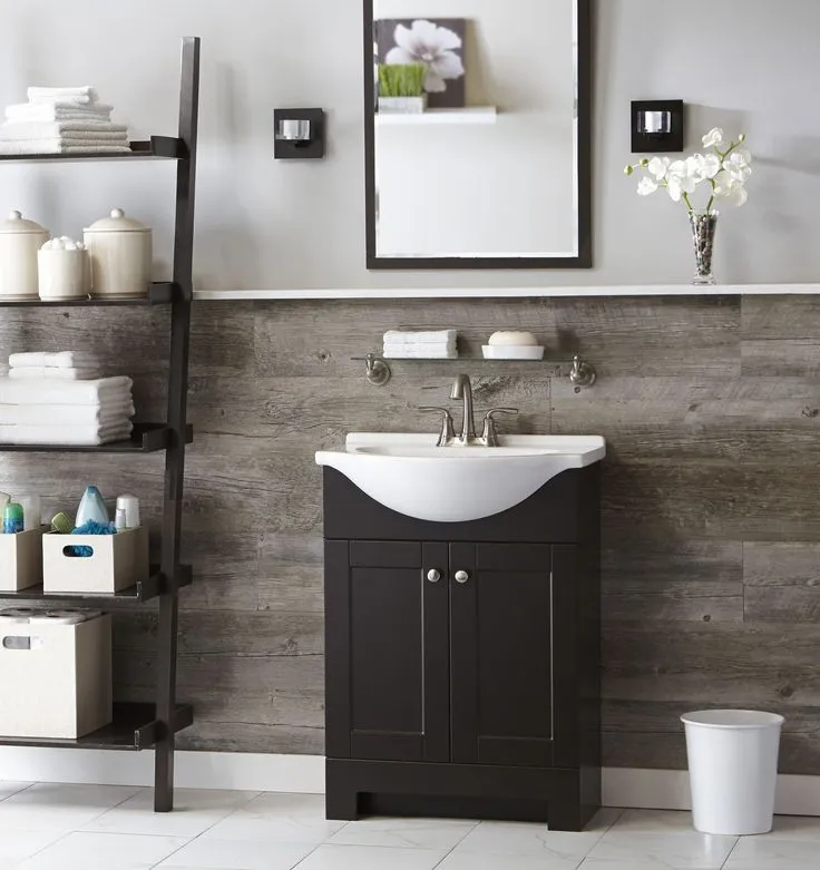 Style Selections Euro 24-in White Single Sink Bathroom Vanity with White Cultured Marble Top, photo 5 of 10