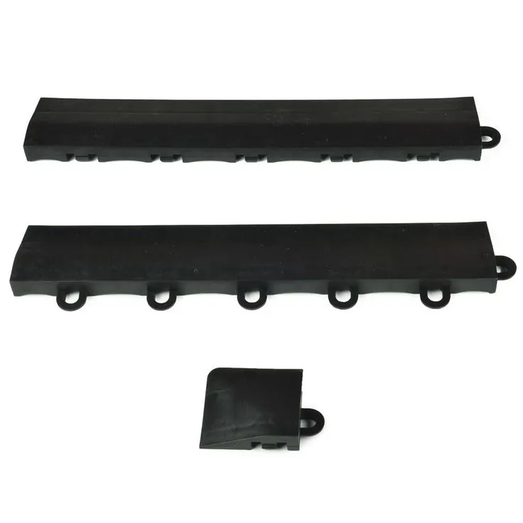 Greatmats Click Tile Black 2-3/8 in. x 12.14 in. x 5/8 in. Female Border Ramp with Loops (Case of 4), photo 2 of 8