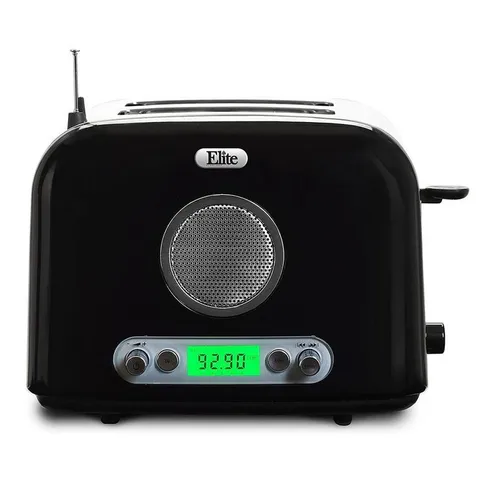 Radio 2-Slice Black Wide Slot Toaster with Adjustable Browning Controls