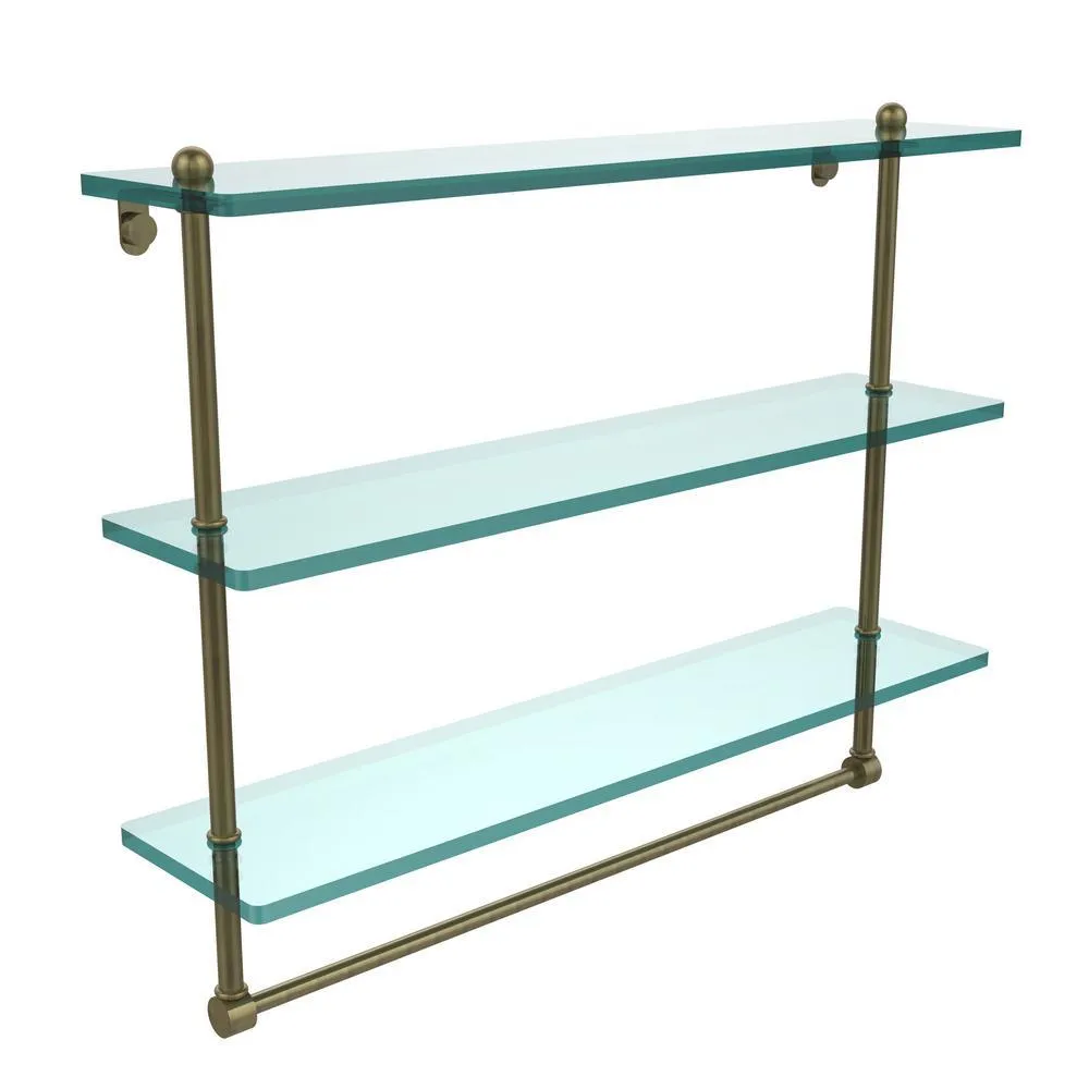 Allied Brass 22 in. L x 18 in. H x 5 in. W 3-Tier Clear Glass Bathroom Shelf with Towel Bar in Oil Rubbed Bronze, photo 15 of 15