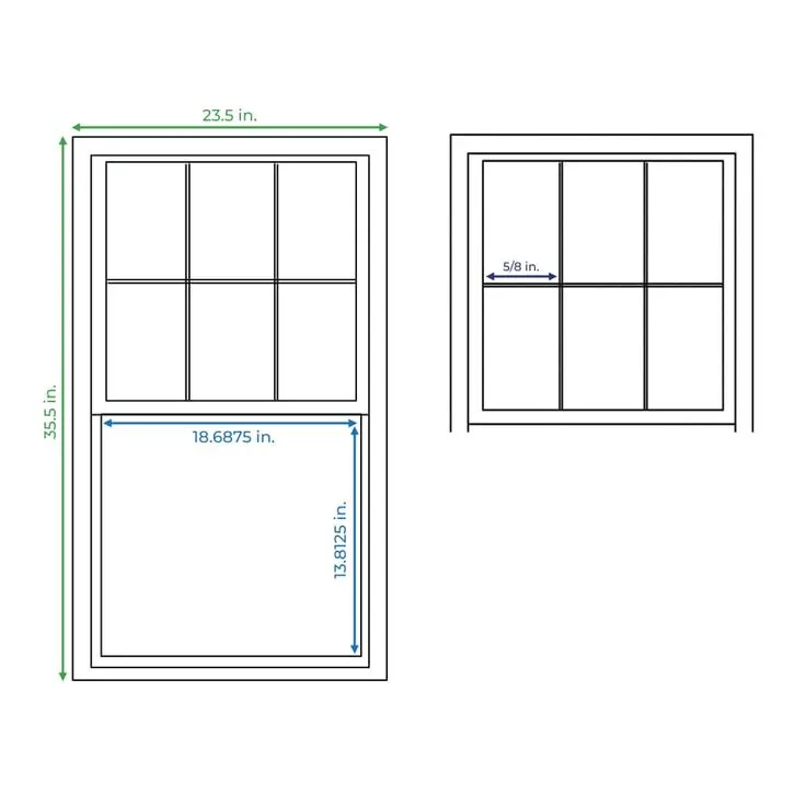 RELIABILT 150 Series New Construction 23-1/2-in x 35-1/2-in x 3-1/4-in Jamb White Vinyl Dual-pane Single Hung Window Half Screen Included, photo 3 of 8