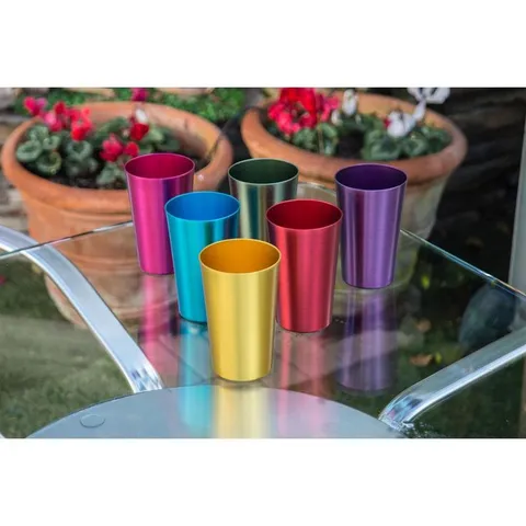 18 oz. 6-Piece Assorted Color Retro Aluminum Tumblers