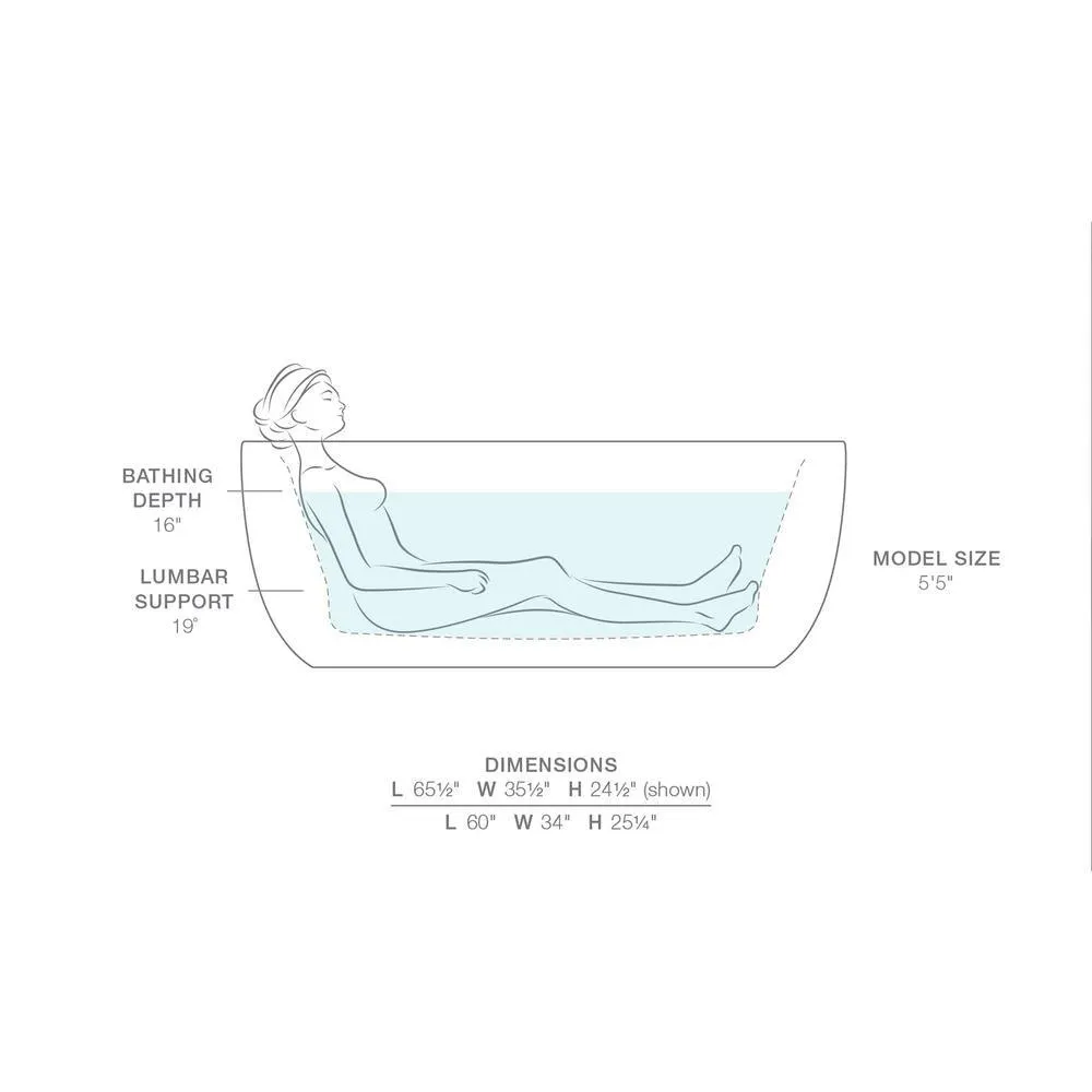 Sunstruck 66 in. x 36 in. Oval Freestanding Bathtub with Fluted Shroud and Center Drain in White, photo 12 of 13