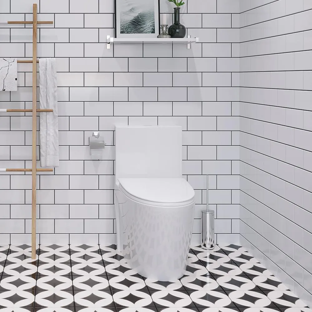 Buxton 1-Piece 1.6 GPF/1.1 GPF Dual Flush Elongated Toilet in White, photo 3 of 11