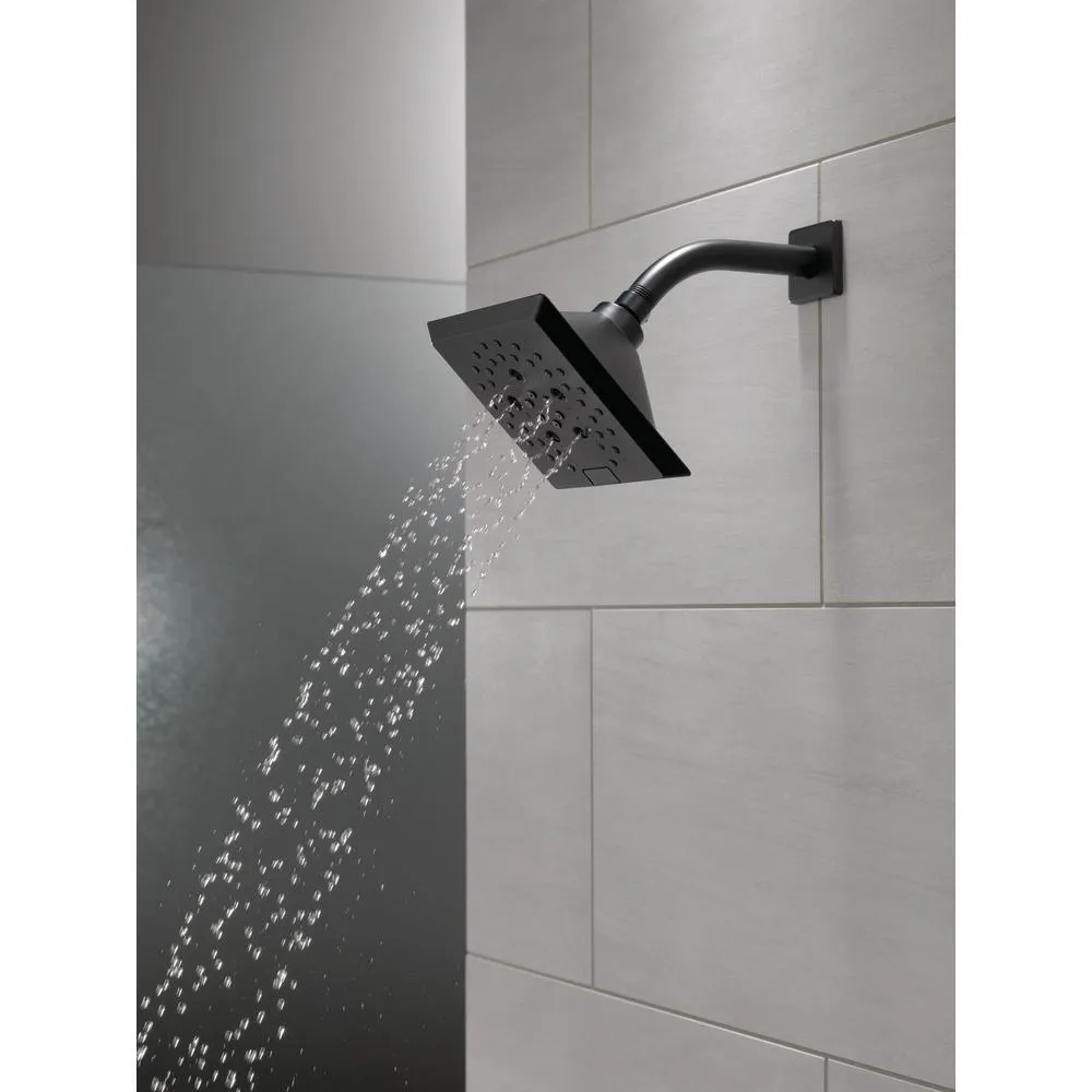 Pivotal 5-Spray 5.8 in. Single Wall Mount Fixed Rain H2Okinetic Shower Head in Matte Black, photo 10 of 18