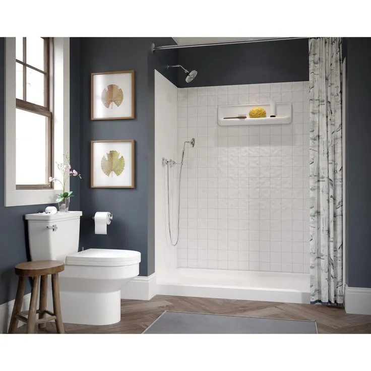36 in. x 65 in. x 72 in. 5-piece Easy Up Adhesive Alcove Shower Surround in White, photo 2 of 4