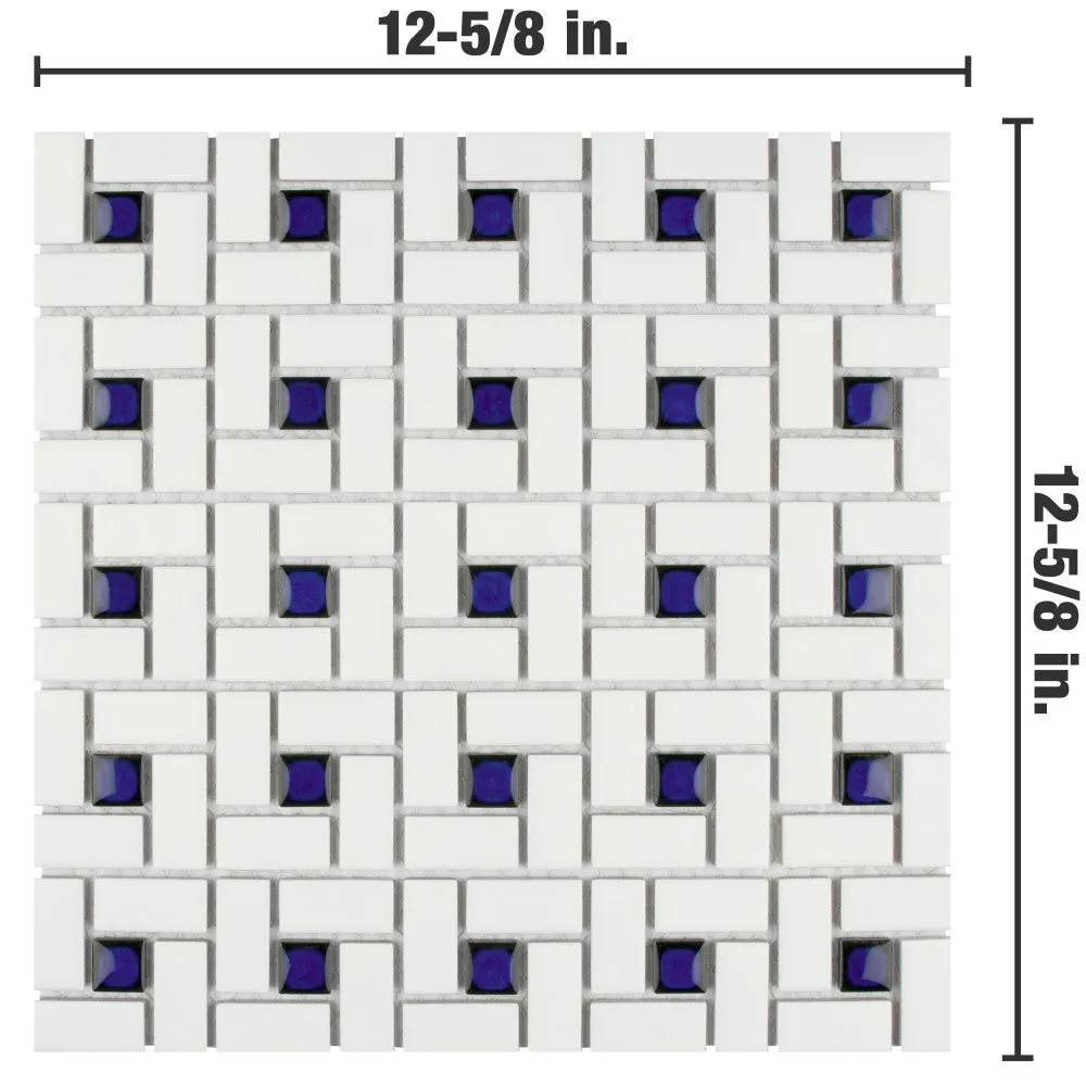 Merola Tile Spiral Blue and White 12-1/2 in. x 12-1/2 in. x 6 mm Porcelain Mosaic Tile (11.07 sq. ft. / case), photo 2 of 8