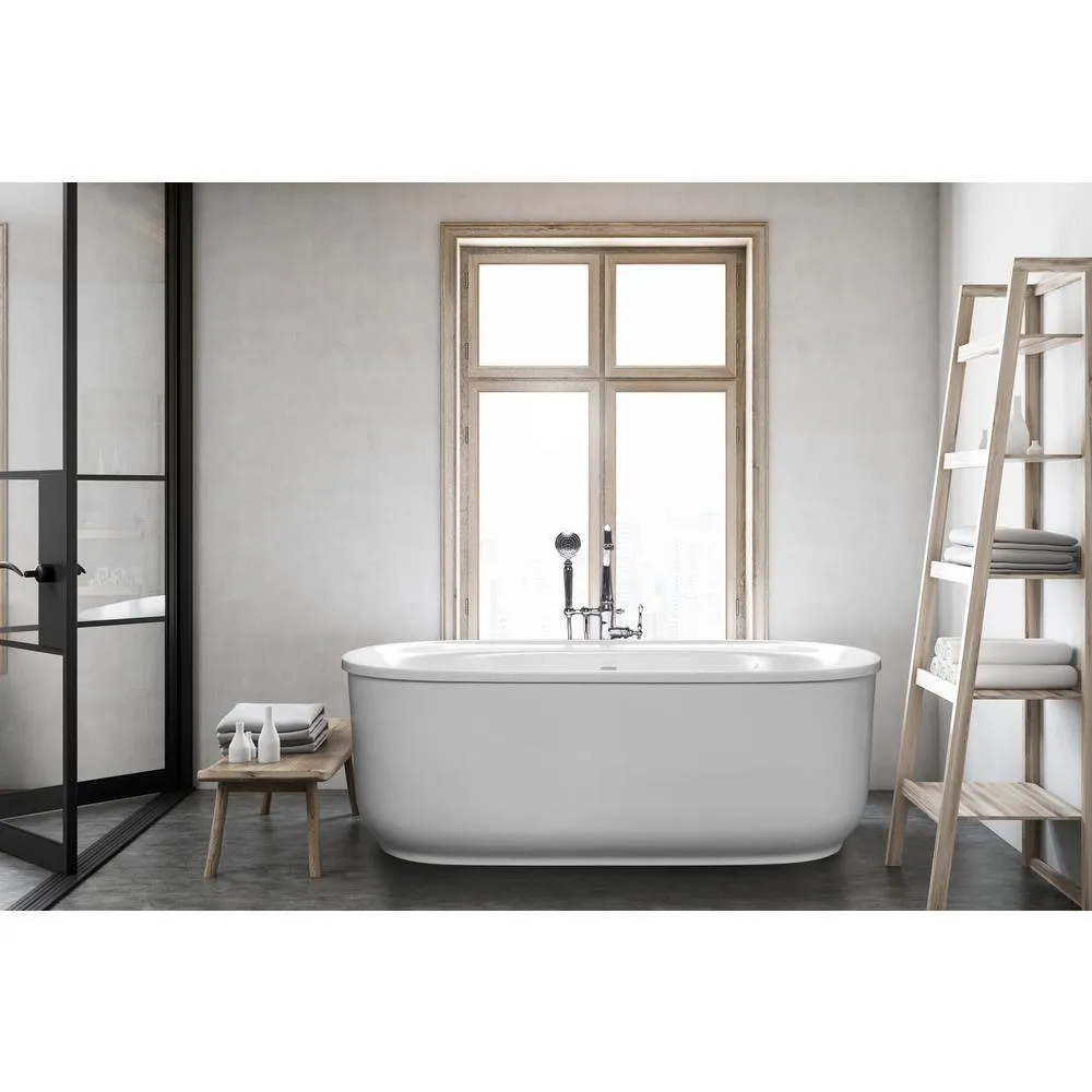 Spectacle 60 in. x 32 in. Acrylic Oval Freestanding Bathtub with Overflow and Drain, photo 13 of 13