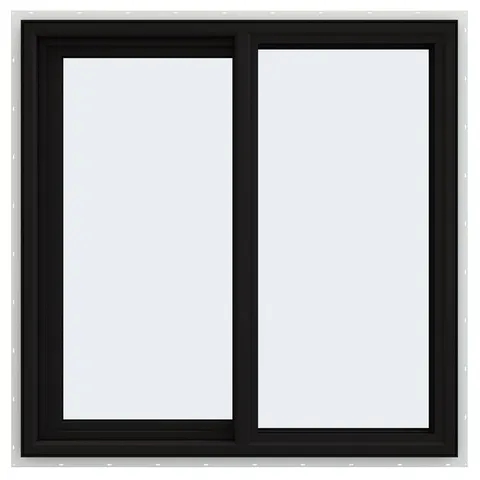 FiniShield V-4500 35-1/2 × 35-1/2 × 3 in Jamb Left-operable Vinyl Black Sliding Window Full Screen Included