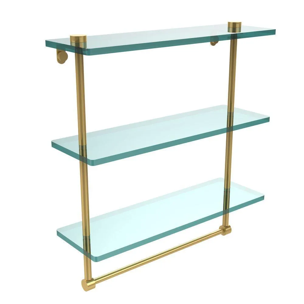 Allied Brass 16 in. L x 18 in. H x 5 in. W 3-Tier Clear Glass Bathroom Shelf with Towel Bar in Antique Bronze, photo 11 of 14