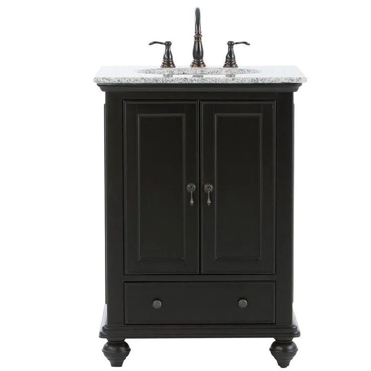 Newport 25 in. W x 21-1/2 in. D Bath Vanity in Pewter with Granite Vanity Top in Grey, photo 2 of 13