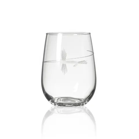 Fly Fishing 17 fl.oz Stemless Wine Glasses Set (Set of 2)