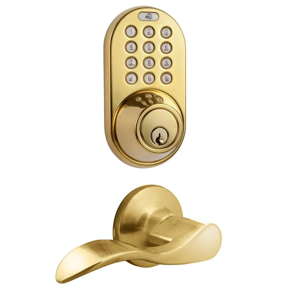 Morning Industry Satin Nickel Keyless Entry Deadbolt and Lever Handle Door Lock Combo Pack with Electronic Digital Keypad, photo 4 of 6