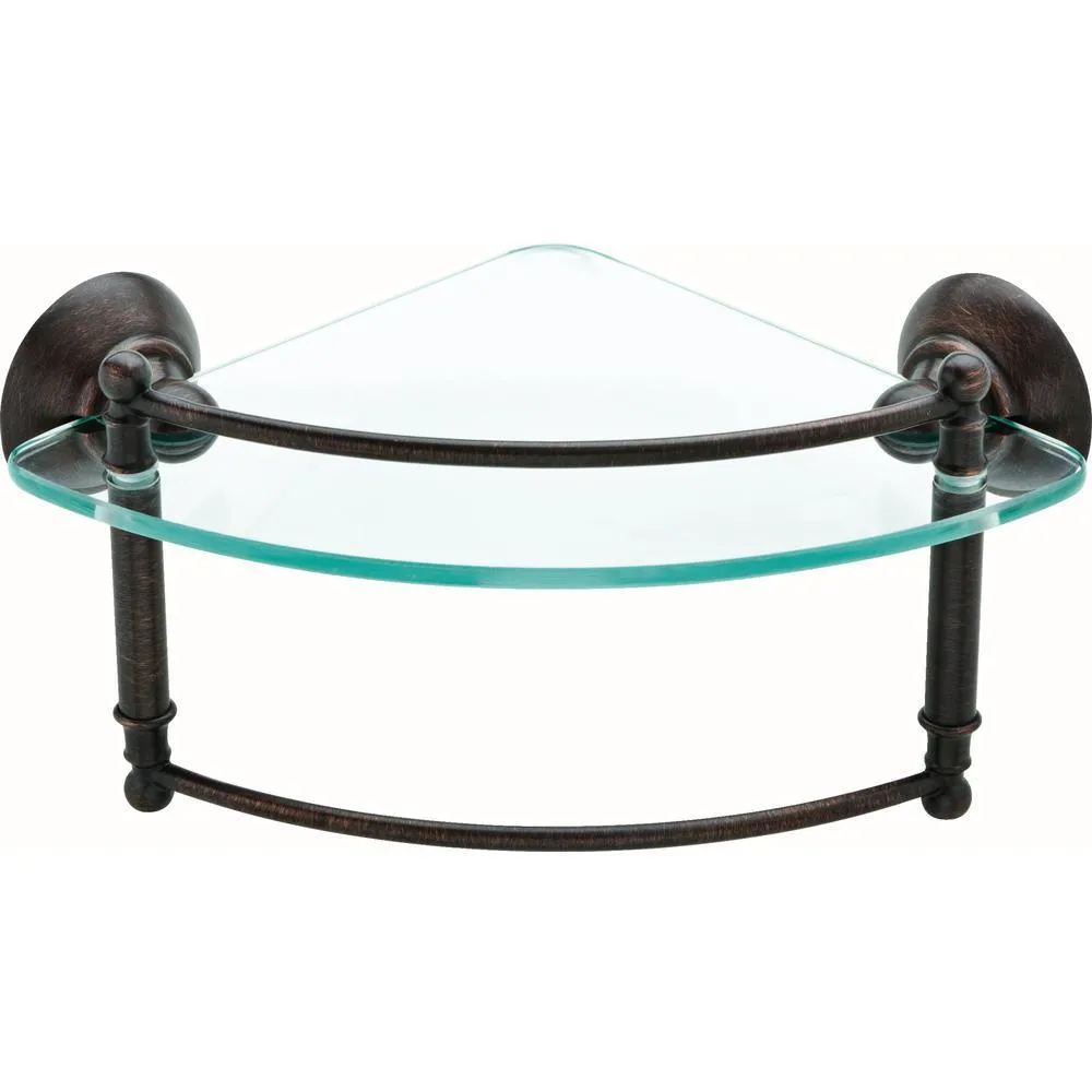 Delta 8 in. W Glass Corner Shelf with Hand Towel Bar in Brushed Nickel, photo 8 of 8