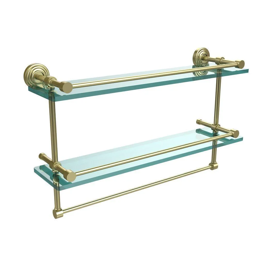 Allied Brass 22 in. L x 12 in. H x 5 in. W 2-Tier Gallery Clear Glass Bathroom Shelf with Towel Bar in Oil Rubbed Bronze, photo 5 of 14