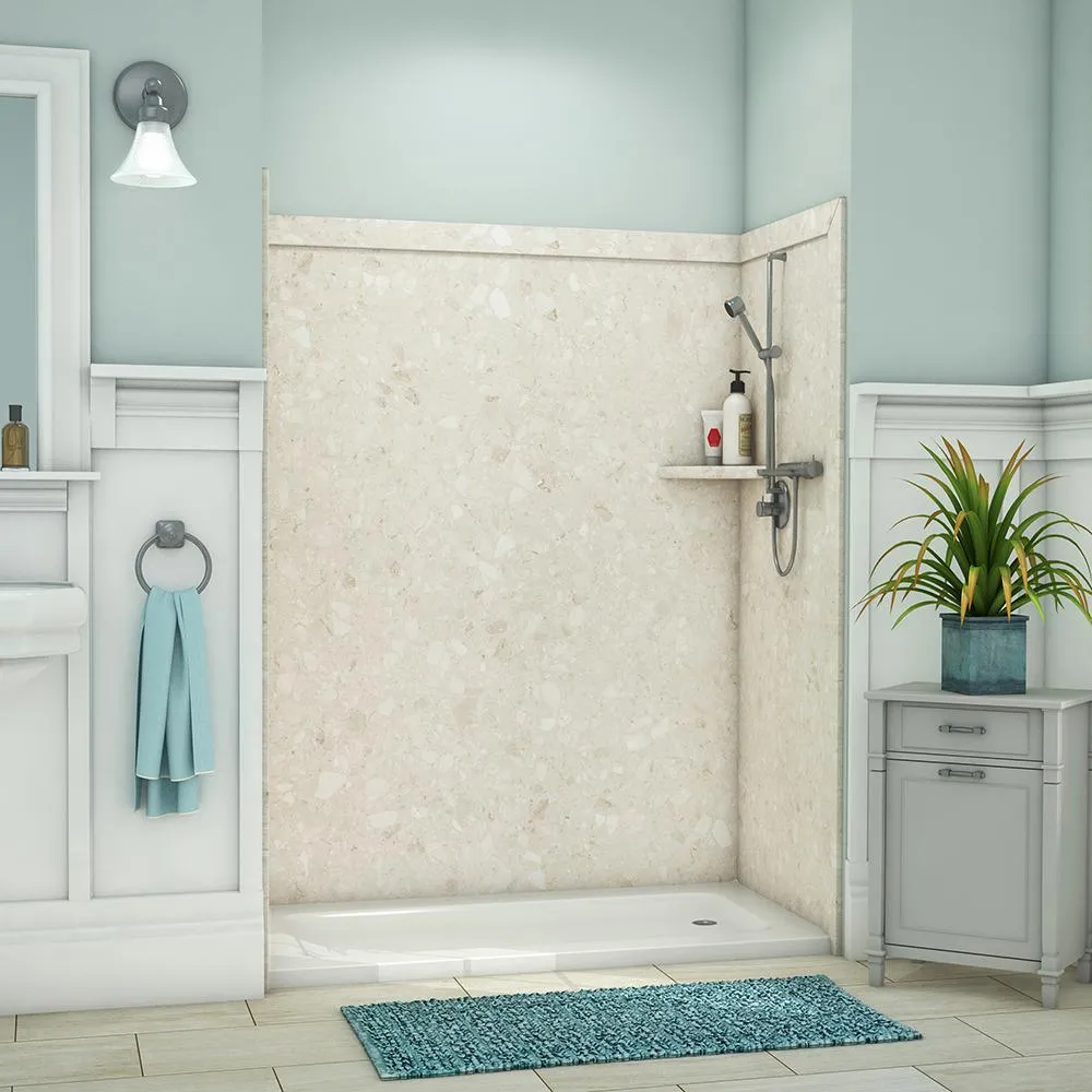 Adaptable 60 in. x 60 in. x 80 in. 9-Piece Easy Up Adhesive Alcove Shower Surround in Calypso, photo 13 of 23