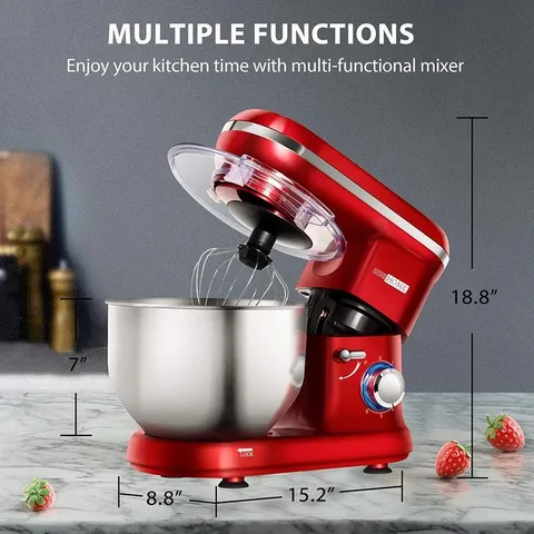 6 qt. 6- speed Bright Red Electric Stand Mixer with Accessories