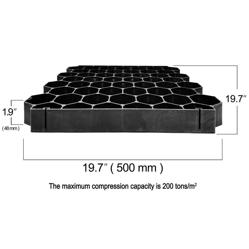 19.7 in. x 19.7 in. x 1.9 in. Black Permeable Plastic Grass Pavers for Parking Lots, Driveways (4 Pieces/11 sq.ft.), photo 4 of 8