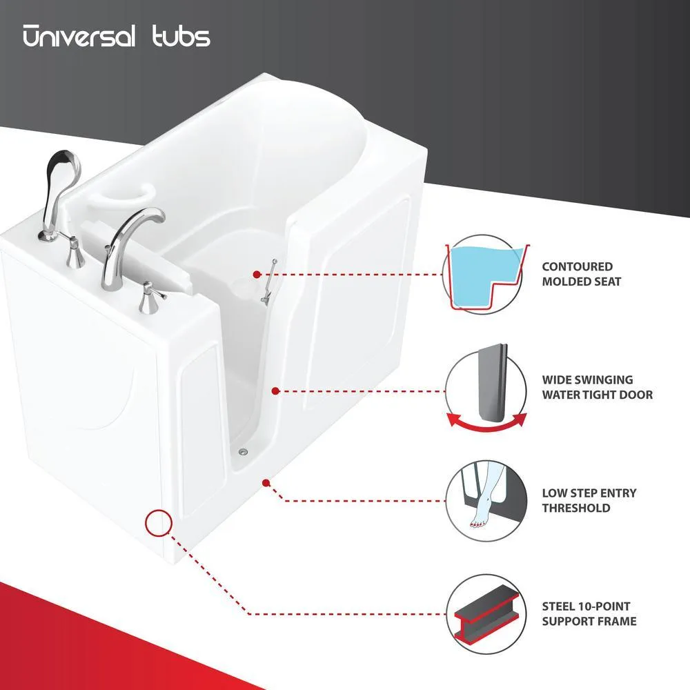 Universal Tubs HD Series 26 in. x 46 in. Right Drain Quick-Fill Walk-In Soaking Bathtub in White, photo 5 of 22