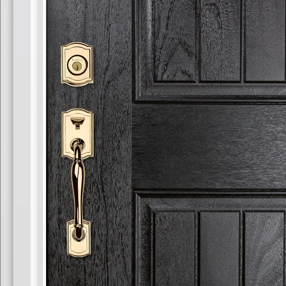 Prestige Wesley Single Cylinder Lifetime Polished Brass Door Handleset with Alcott Door Knob Featuring SmartKey Security, photo 10 of 13