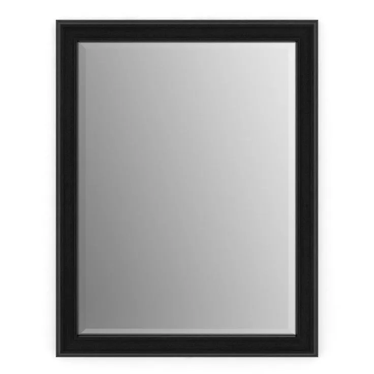 Delta 33 in. W x 47 in. H (L1) Framed Rectangular Deluxe Glass Bathroom Vanity Mirror in Matte Black, photo 4 of 7