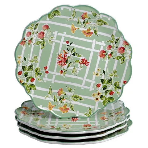 English Garden 16-Piece Seasonal Multicolored Earthenware Dinnerware Set