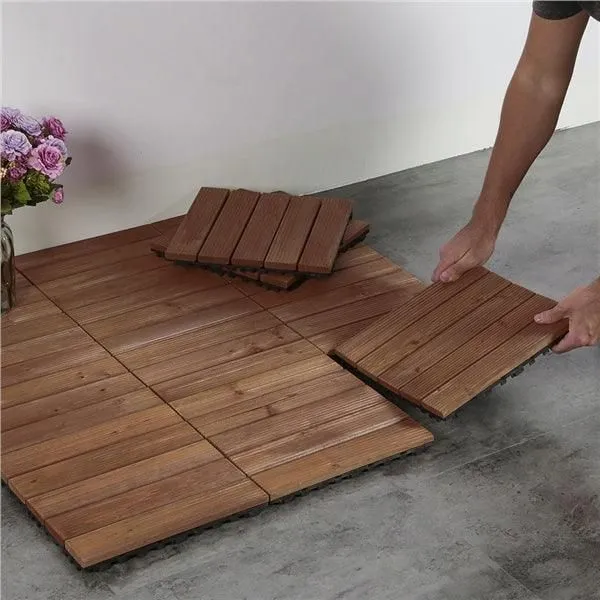 SmileMart 27pcs Patio Pavers Wood Flooring Tiles,Interlocking Wood Tiles Indoor & Outdoor,12 x 12", photo 4 of 9