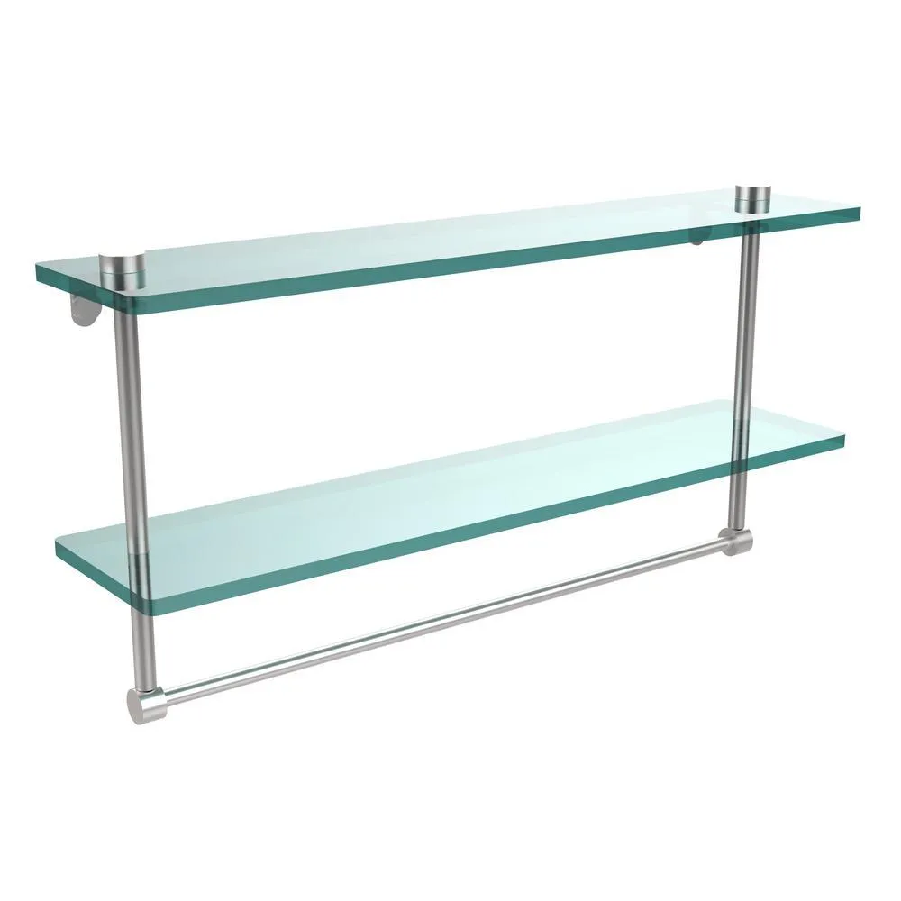 22 in. L x 12 in. H x 5 in. W 2-Tier Clear Glass Bathroom Shelf with Towel Bar in Oil Rubbed Bronze, photo 5 of 15