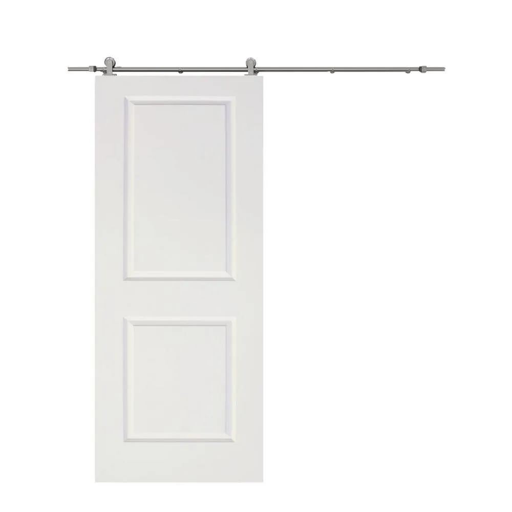 CALHOME 30 in. x 80 in. White Primed Composite Wood Barn Door Slab with Hardware Set, photo 5 of 5