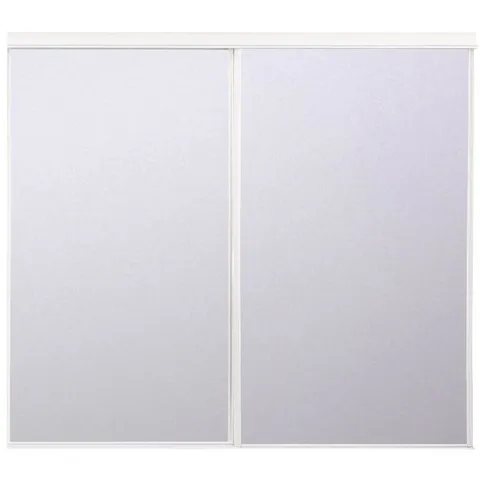 BY0120 48 × 80 in White Mirrored Glass Prefinished Steel Sliding Door Hardware Included