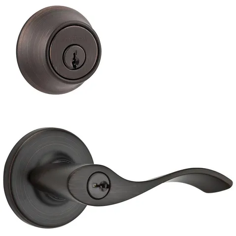 Balboa 690 Venetian Bronze Keyed Entry Door Lever and Single Cylinder Deadbolt Combo Pack