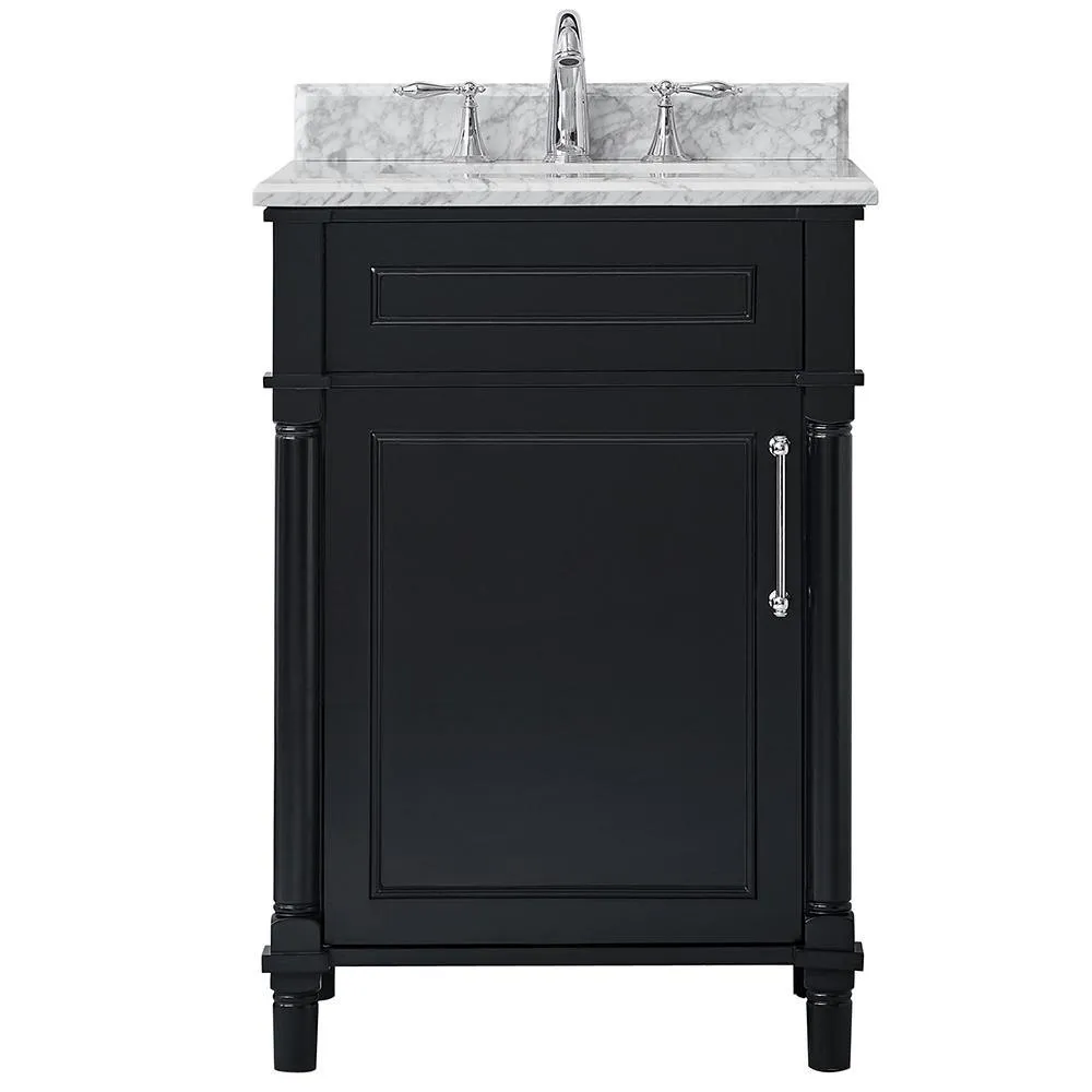 Aberdeen 36 in. W x 22 in. D Single Bath Vanity in White with Carrara Marble Top with White Sink, photo 9 of 27