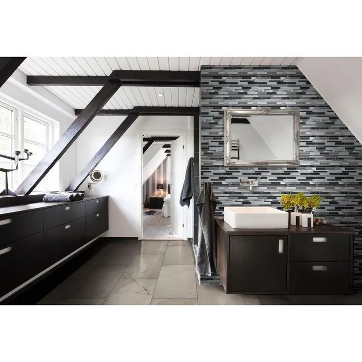 MSI 12 in. x 12 in. x 8mm Cityscape Interlocking Glass and Metal Mesh-Mounted Mosaic Wall Tile (10 sq. ft./case), photo 2 of 2
