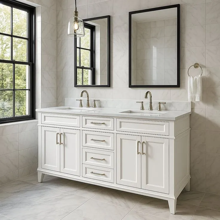 Home Decorators Collection Sonoma 72-inch Double Sink White Bathroom Vanity with Carrara Marble Top, photo 3 of 3