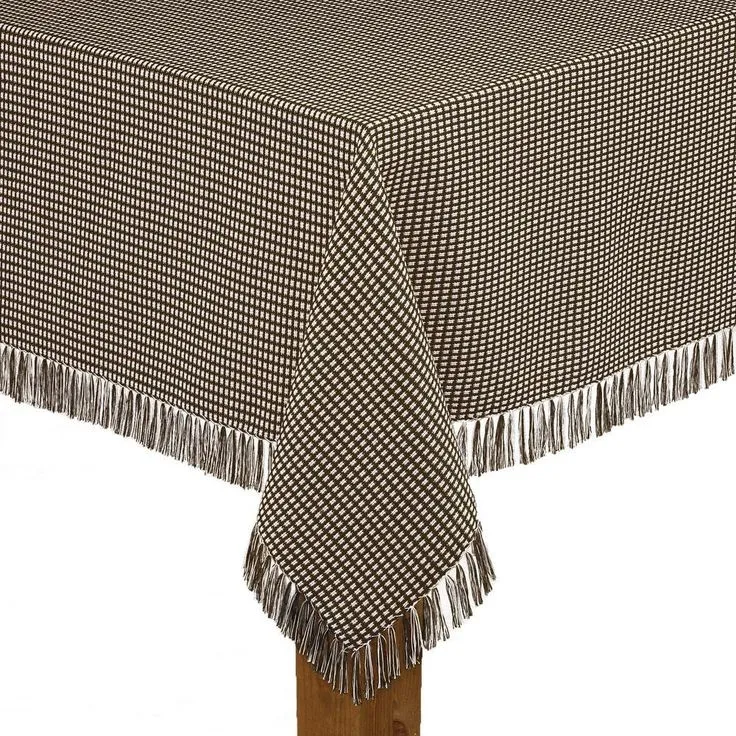 Homespun Fringed 60 in. x 84 in. Marine 100% Cotton Tablecloth, photo 3 of 10