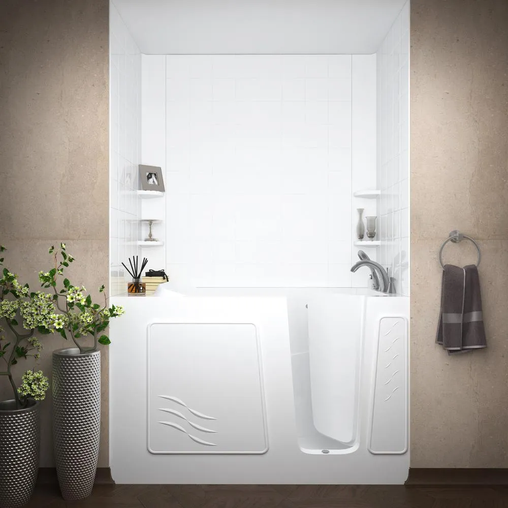 Rampart Nova Heated 5 ft. Walk-in Whirlpool and Air Bathtub with 6 in. Tile Easy Up Adhesive Wall Surround in White, photo 7 of 33