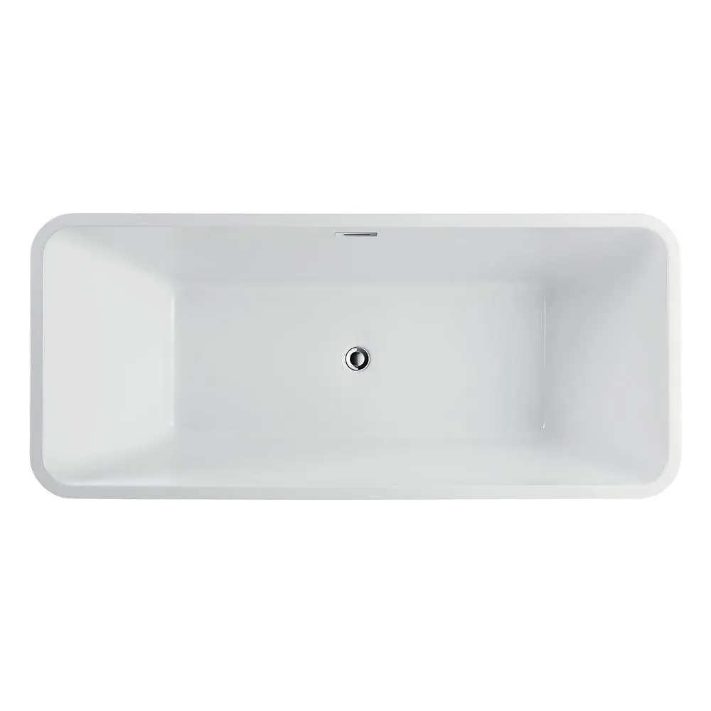 Nantes 67 in. Acrylic Flatbottom Freestanding Bathtub in White, photo 2 of 8