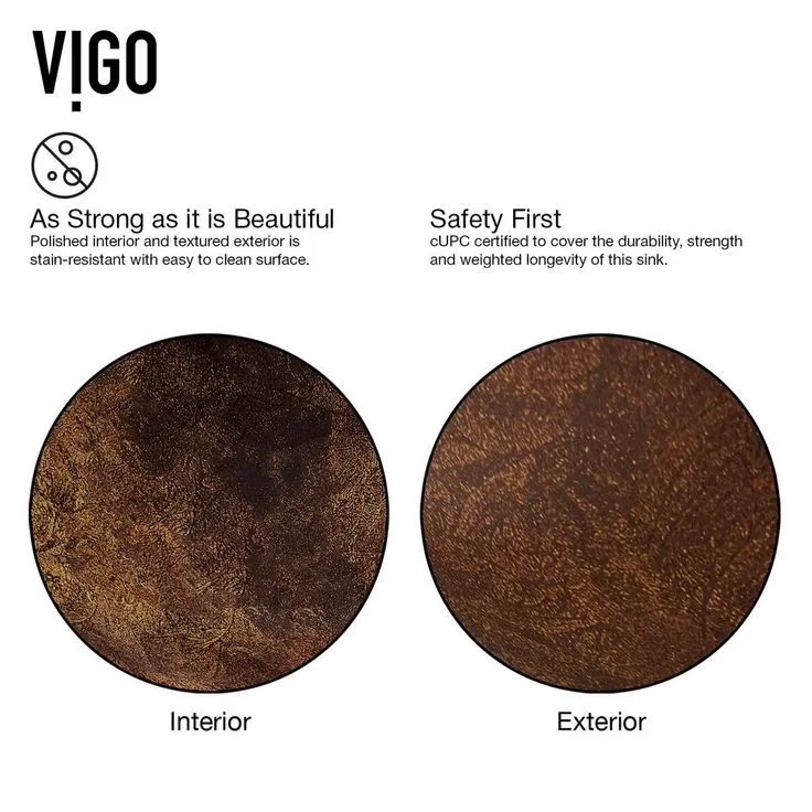 VIGO Glass Vessel Bathroom Sink in Russet and Linus Faucet Set in Antique Rubbed Bronze, photo 5 of 11