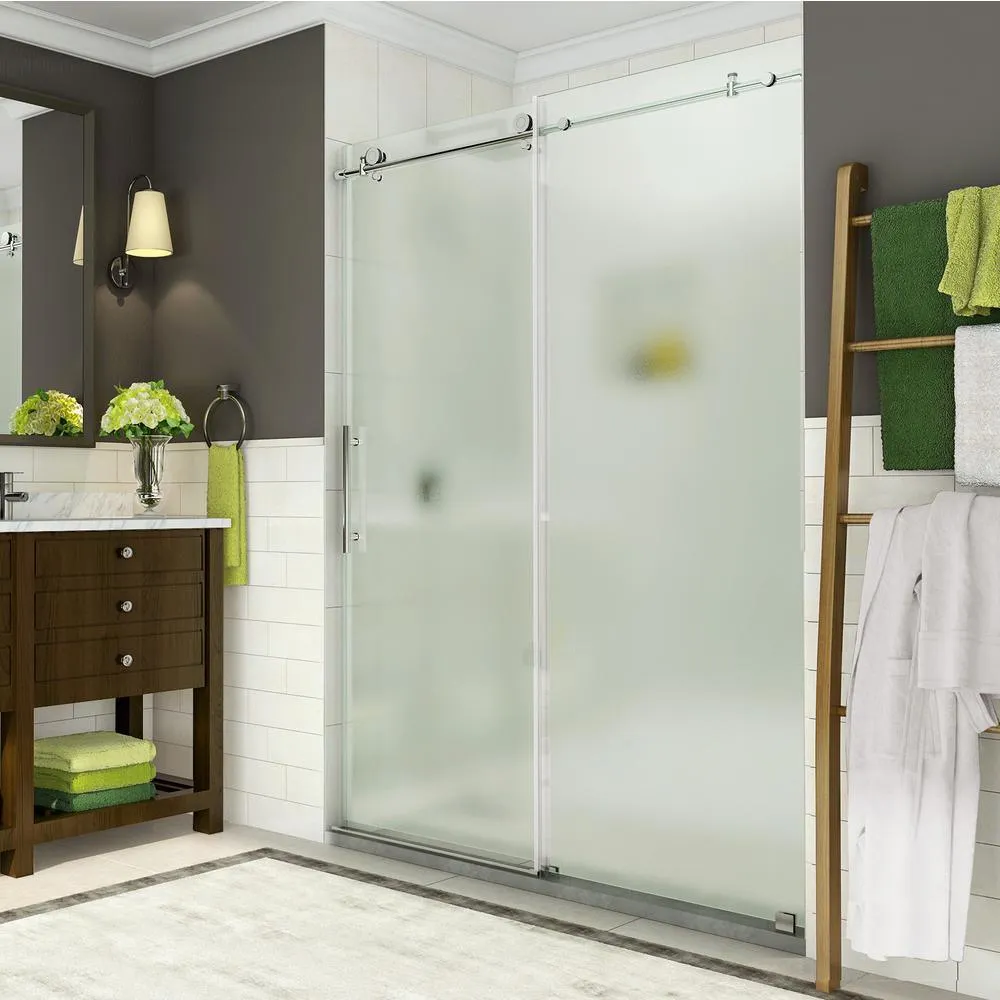 Coraline 56 in. to 60 in. x 76 in. Frameless Sliding Shower Door in Matte Black, photo 10 of 13
