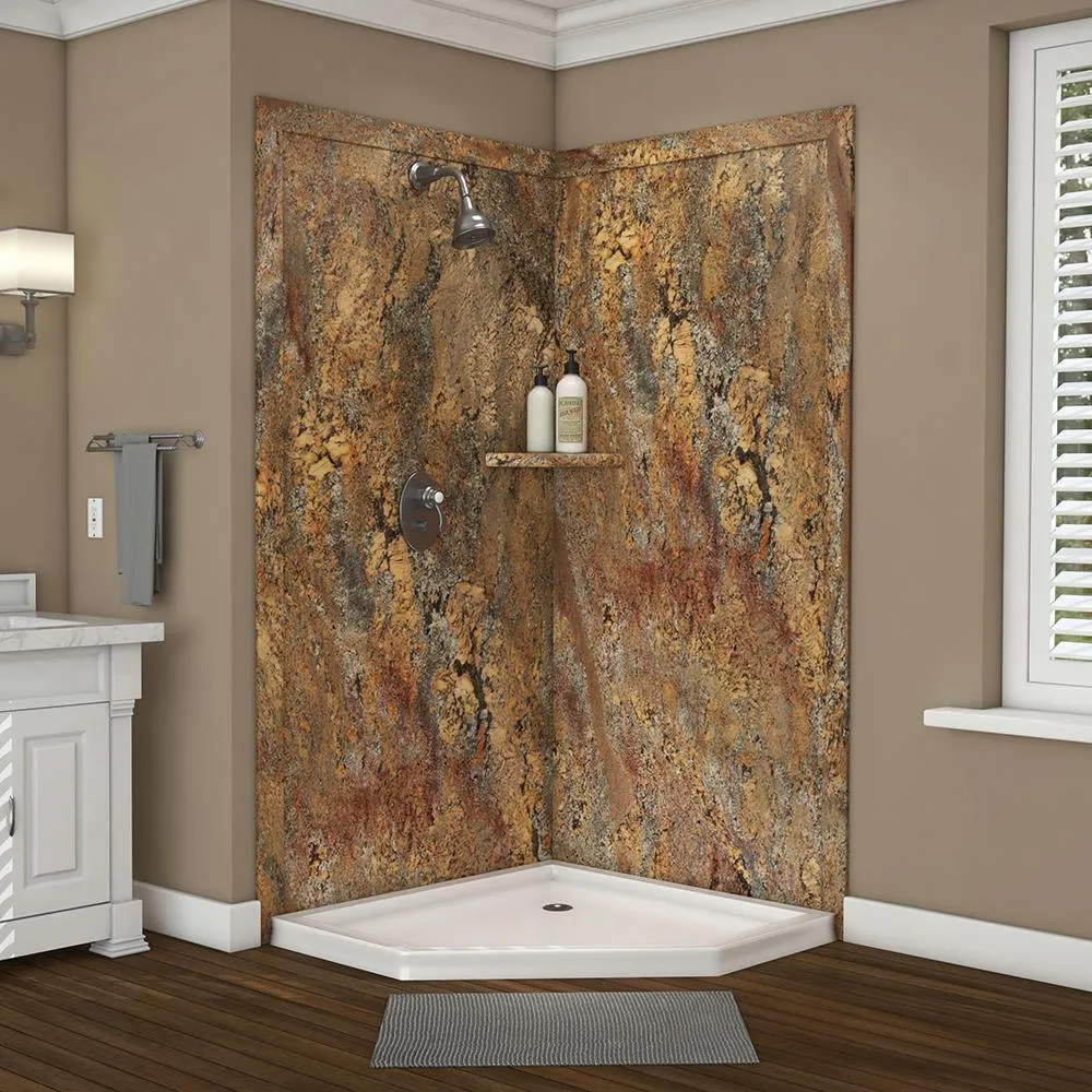 Splendor 40 in. x 40 in. x 80 in. 7-Piece Easy Up Adhesive Corner Shower Wall Surround in White, photo 6 of 24