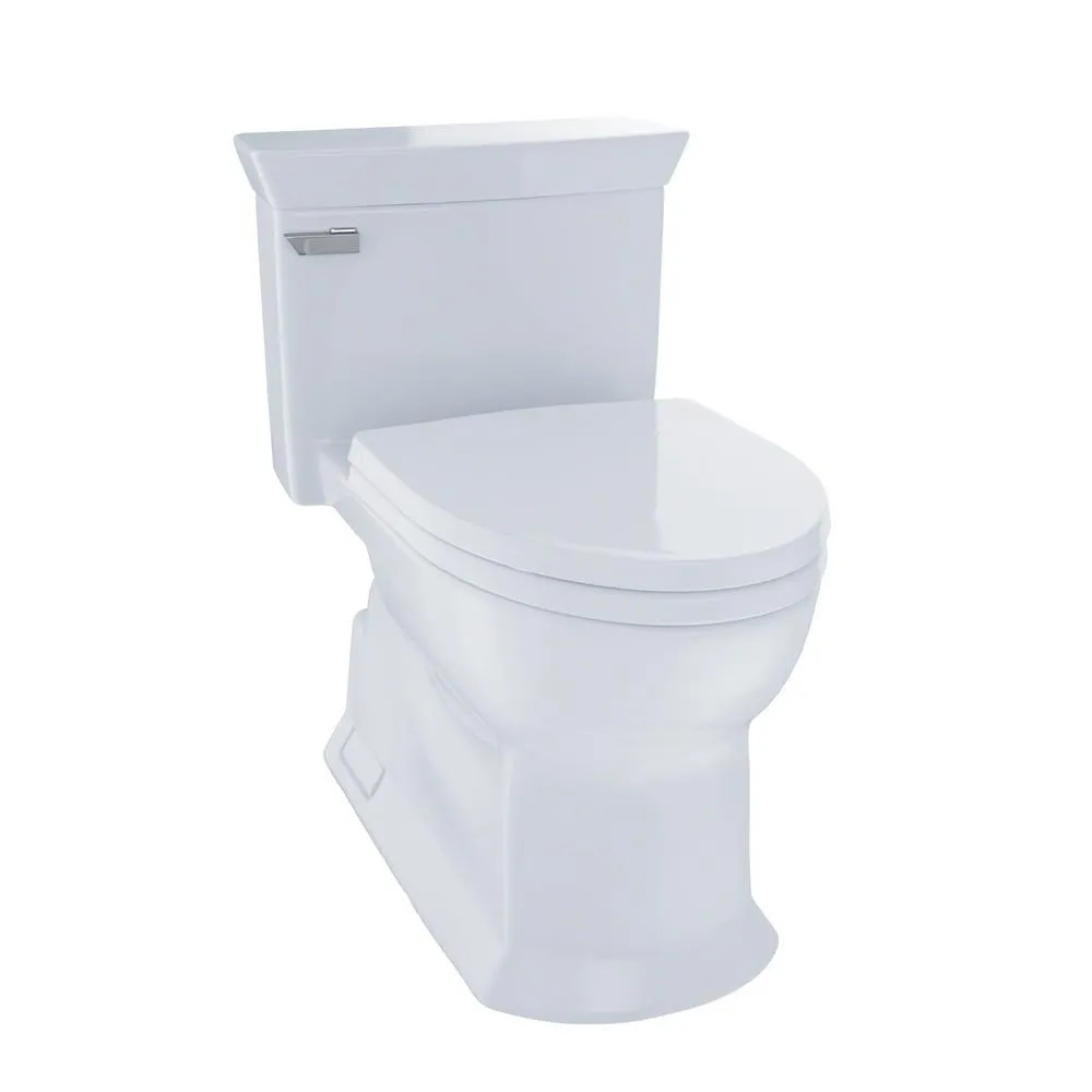 Eco Soiree 1-Piece 1.28 GPF Single Flush Elongated Skirted Toilet with CeFiONtect in Cotton White, photo 3 of 12
