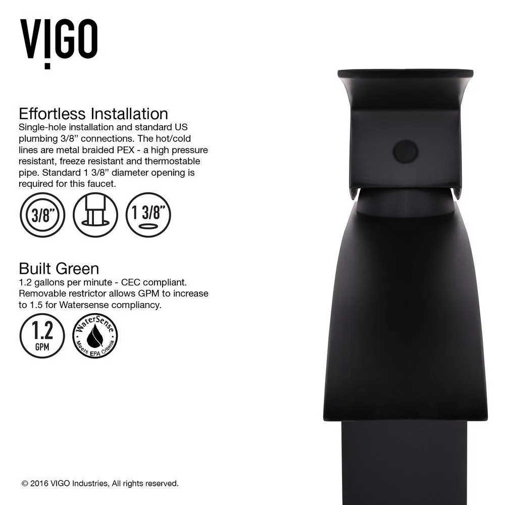 VIGO Petunia Matte Stone Vessel Bathroom Sink in White with Duris Bathroom Vessel Faucet in Matte Black, photo 11 of 15