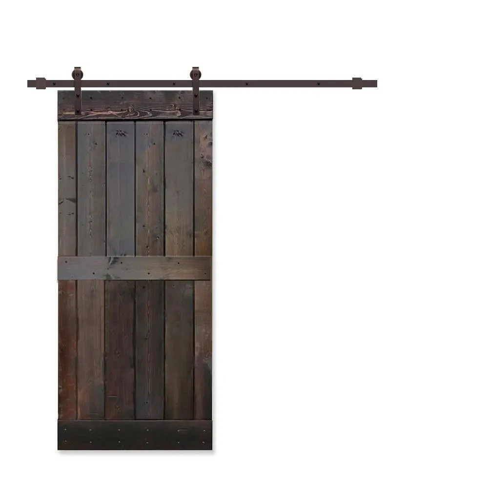 CALHOME 36 in. x 84 in. Mid-Bar White Knotty Pine Wood Interior Sliding Barn Door With Hardware Kit, photo 8 of 17