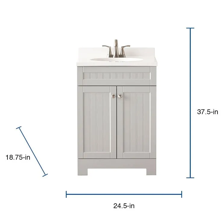 Style Selections Ellenbee 24.5-in Gray Single Sink Bathroom Vanity with White Cultured Marble Top, photo 7 of 9