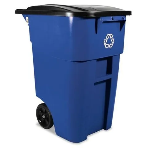 50-Gallon Blue Commercial Outdoor Recycling Bin