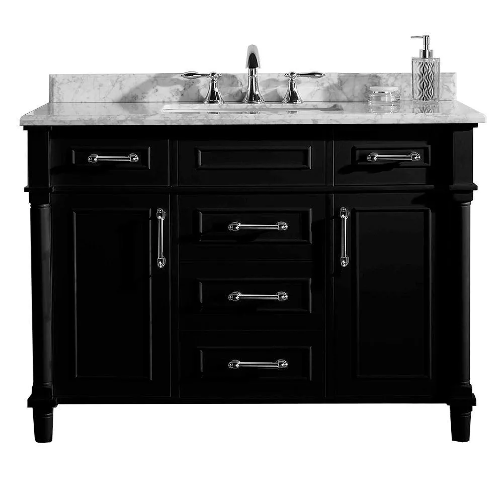 Aberdeen 36 in. W x 22 in. D Single Bath Vanity in White with Carrara Marble Top with White Sink, photo 19 of 27