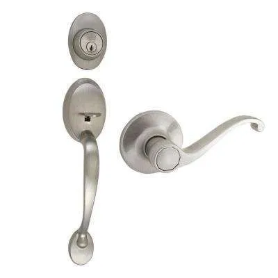 Italian Collection Visconti Single Cylinder Satin Nickel Door Handleset with Sorado Interior