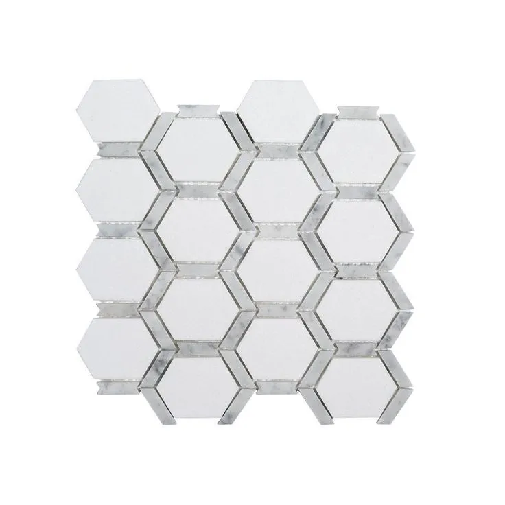 Jeff Lewis Norton White 11.75 in. x 11.375 in. x 9 mm Hexagon Polished Marble Wall and Floor Mosaic Tile, photo 4 of 4
