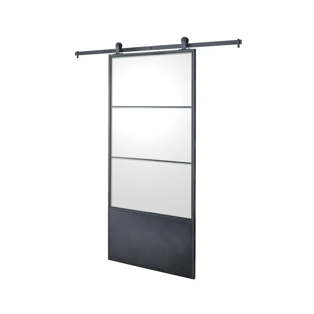 Colonial Elegance Doors 37in.x84in.x3 in. Concorde Epoxy Coated Steel Frame w/ Clear Tempered Glass Barn Door Interior Sliding Door Hardware Kit, photo 2 of 7