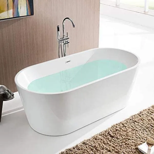 Bordeaux 59 in. Acrylic Flatbottom Freestanding Bathtub in White, photo 5 of 10